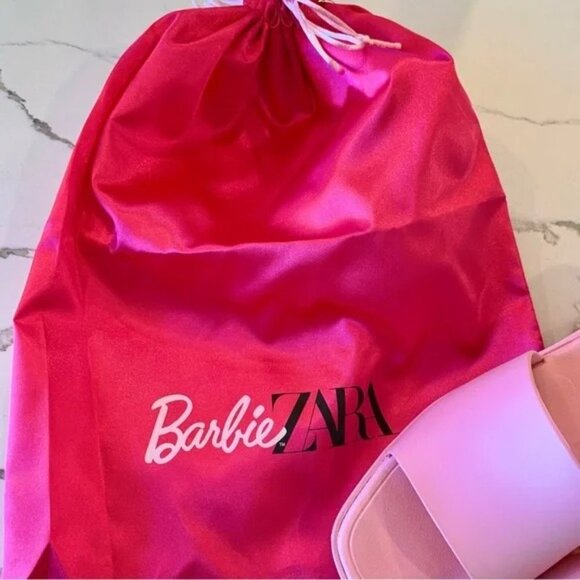 [🎀 PRICE FIRM] Barbie x ZARA Pink Rubber Slides Heeled Sandals 6.5 37 - Picture 3 of 11